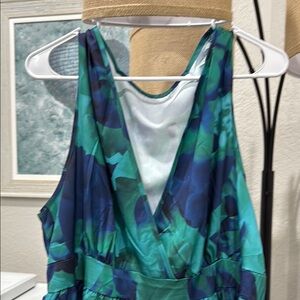 SHEIN Blue and Green Maxi Dress with Flowing Design